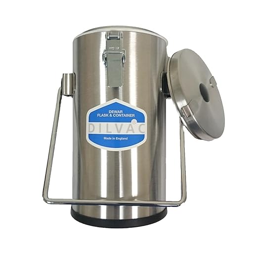 1Ltr. Stainless Steel Cased Dewar Flask with Lid Clips and Handle