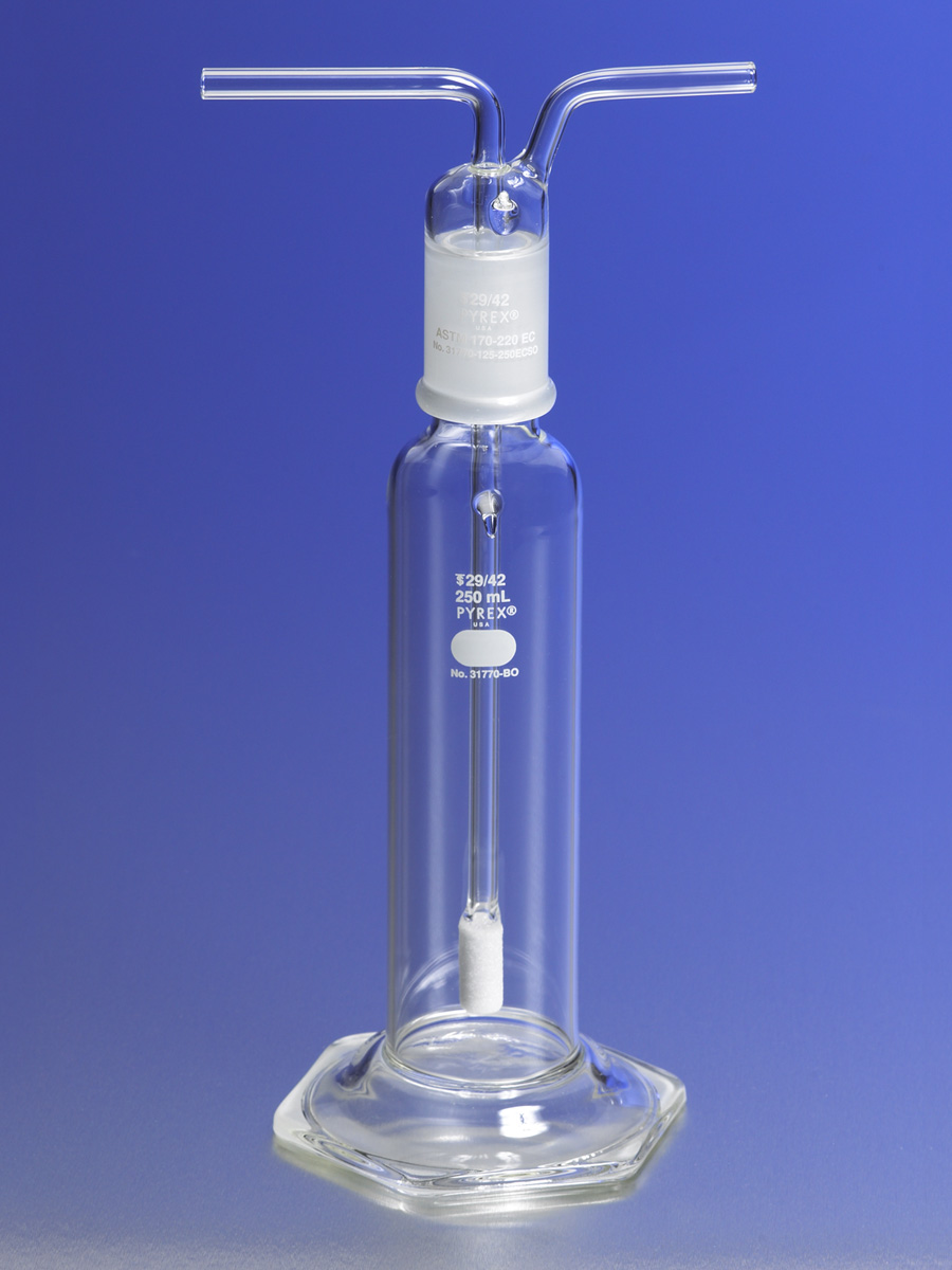 PYREX 125mL Gas Washing Bottle with Extra Coarse Fritted Cylinder