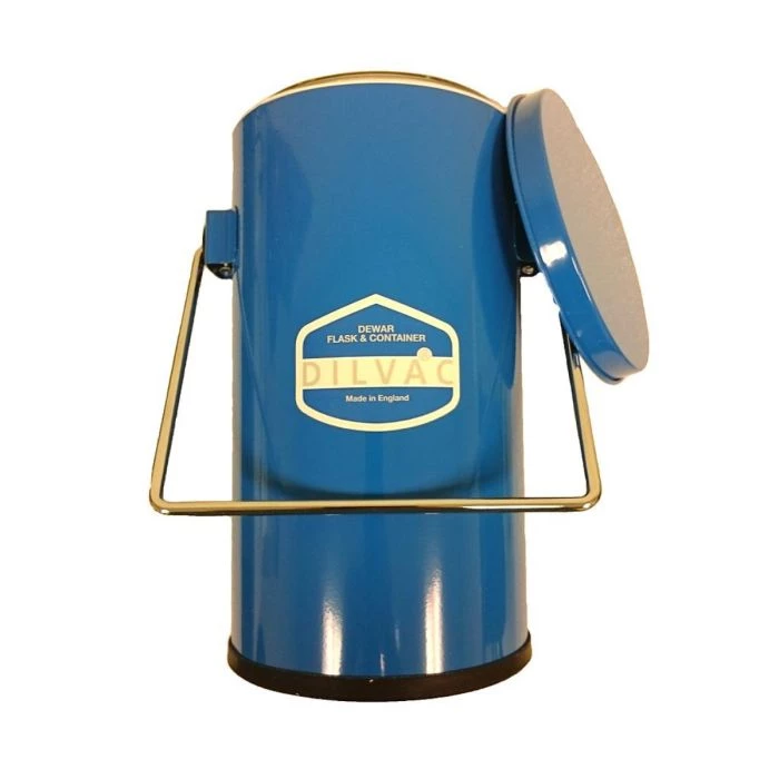 1Ltr. Blue Enameled Cased Dewar Flask with Handle and Lid
